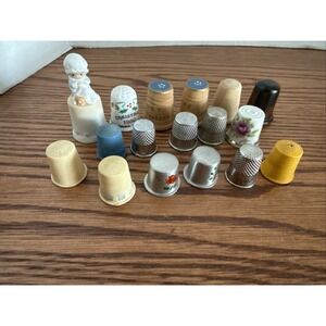 Lot Of 17 Random Vintage Sewing Thimbles